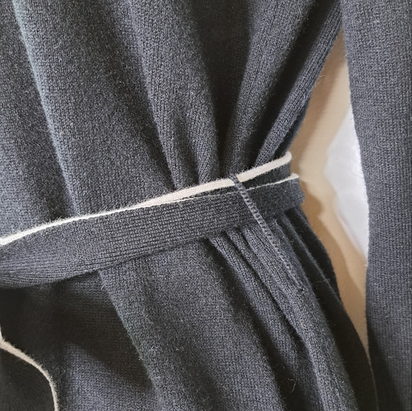 L'AGENCE Black and White Ronny Piped Wool and Cotton Cardigan Size XS - Picture 7 of 12